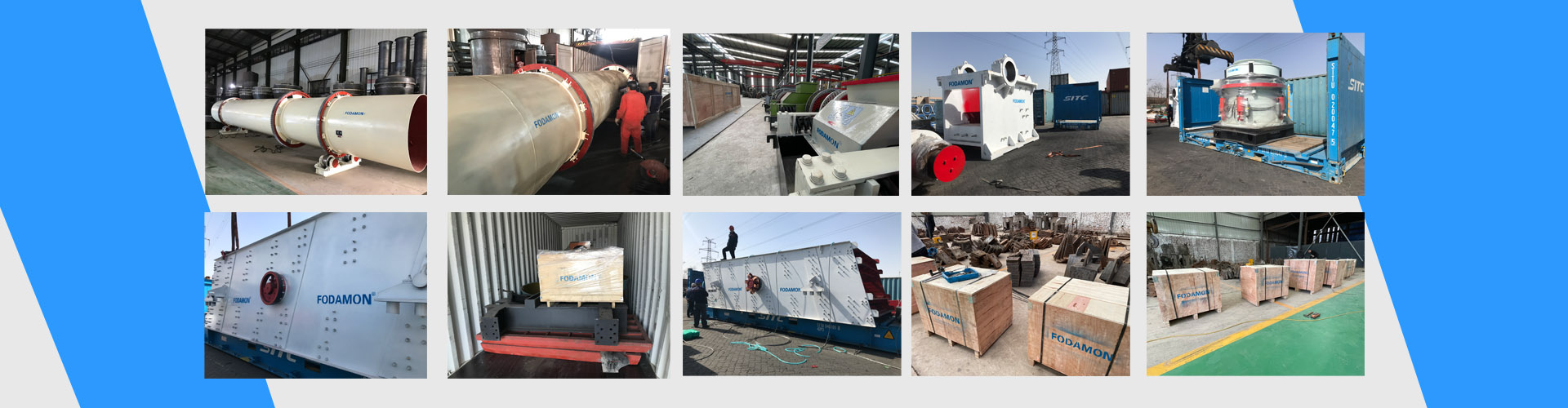 Packing and shipping of stone crushers, drying equipment, and spare parts
